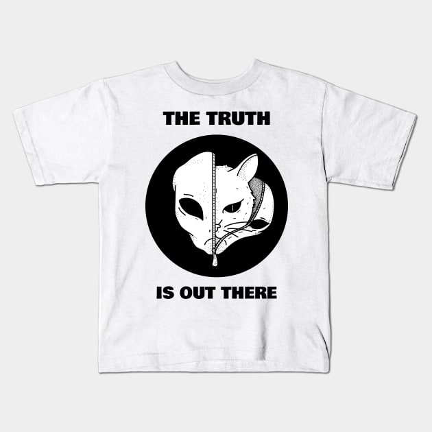 Truth is out there - Cat in Alien Disguise Funny Cat Lover Gift Kids T-Shirt by BadDesignCo